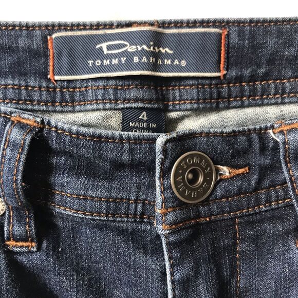 Tommy Bahama Womens Marin Denim Jeans Kickers Bermuda Shorts Size 4 14” Insm EUC - Picture 2 of 11